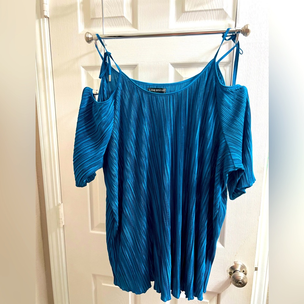 Lane Bryant Turquoise Blue retro blouse
